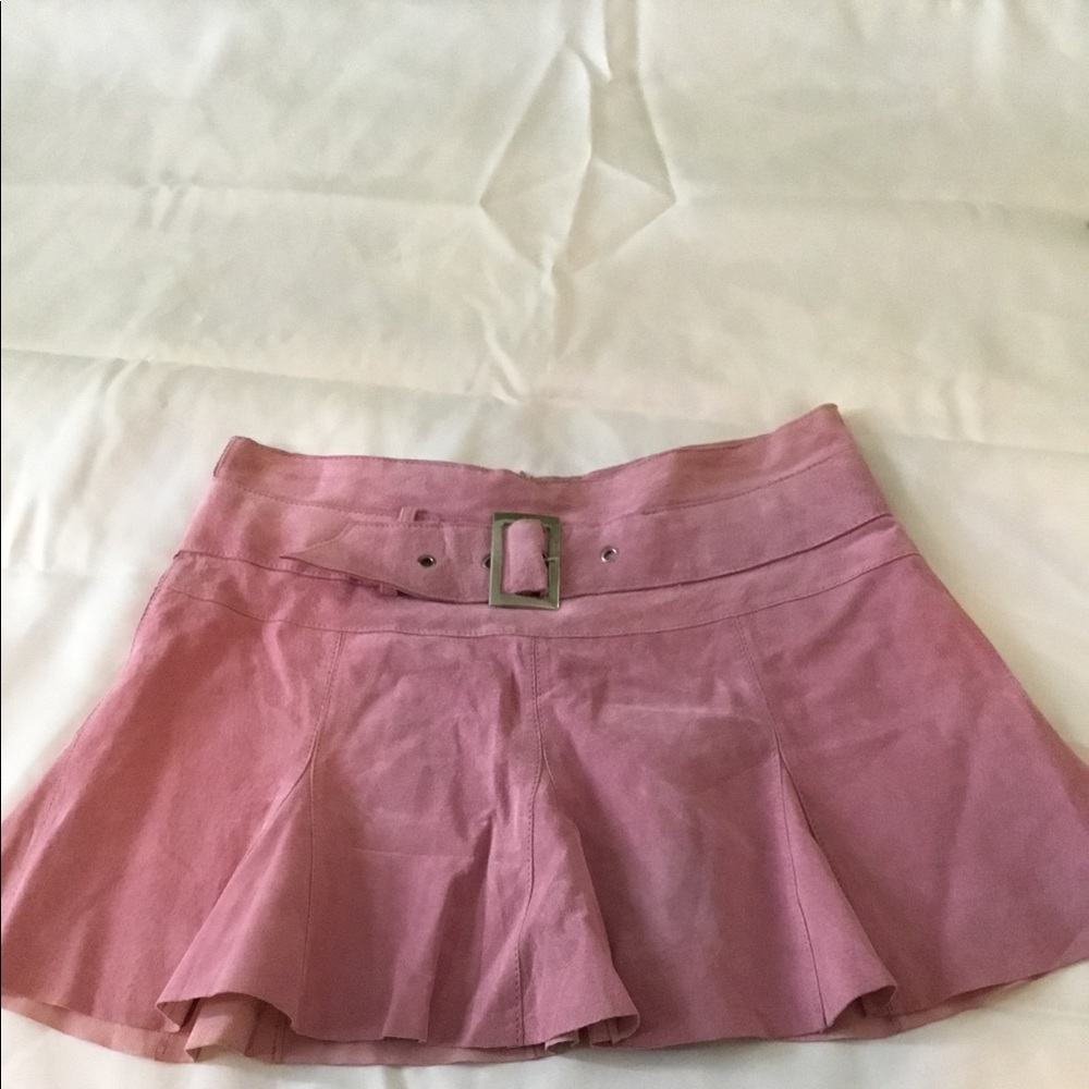 Bebe Pink suede mini skirt